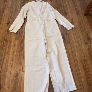 Free People Beige Utility Jumpsuit